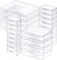 24 Pack Mixed Sizes Rectangular Mini Plastic Containers Clear Plastic Storage Boxes with Hinged Lids and Labels Empty Beads Organizers for Small Items Art Craft Jewelry Projects